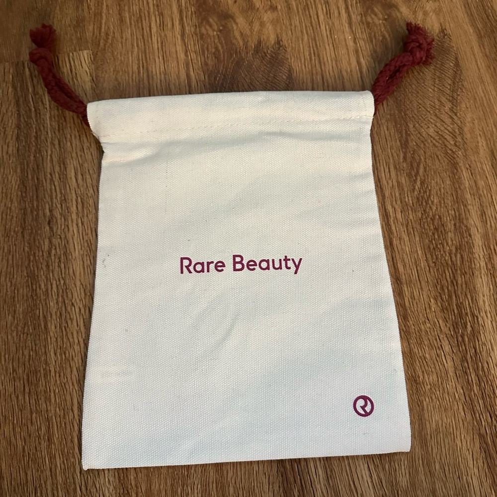Rare Beauty Cream and Red Cosmetic Bag